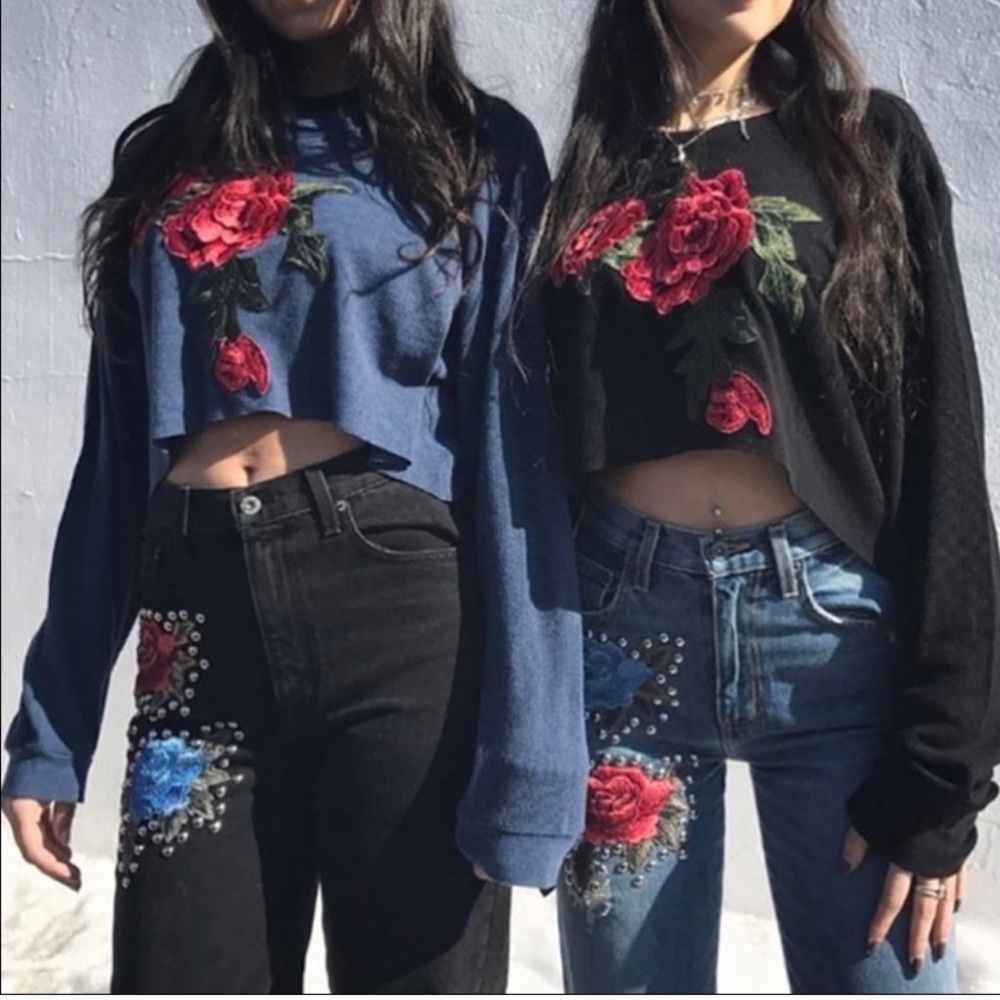 Black floral sweatshirt